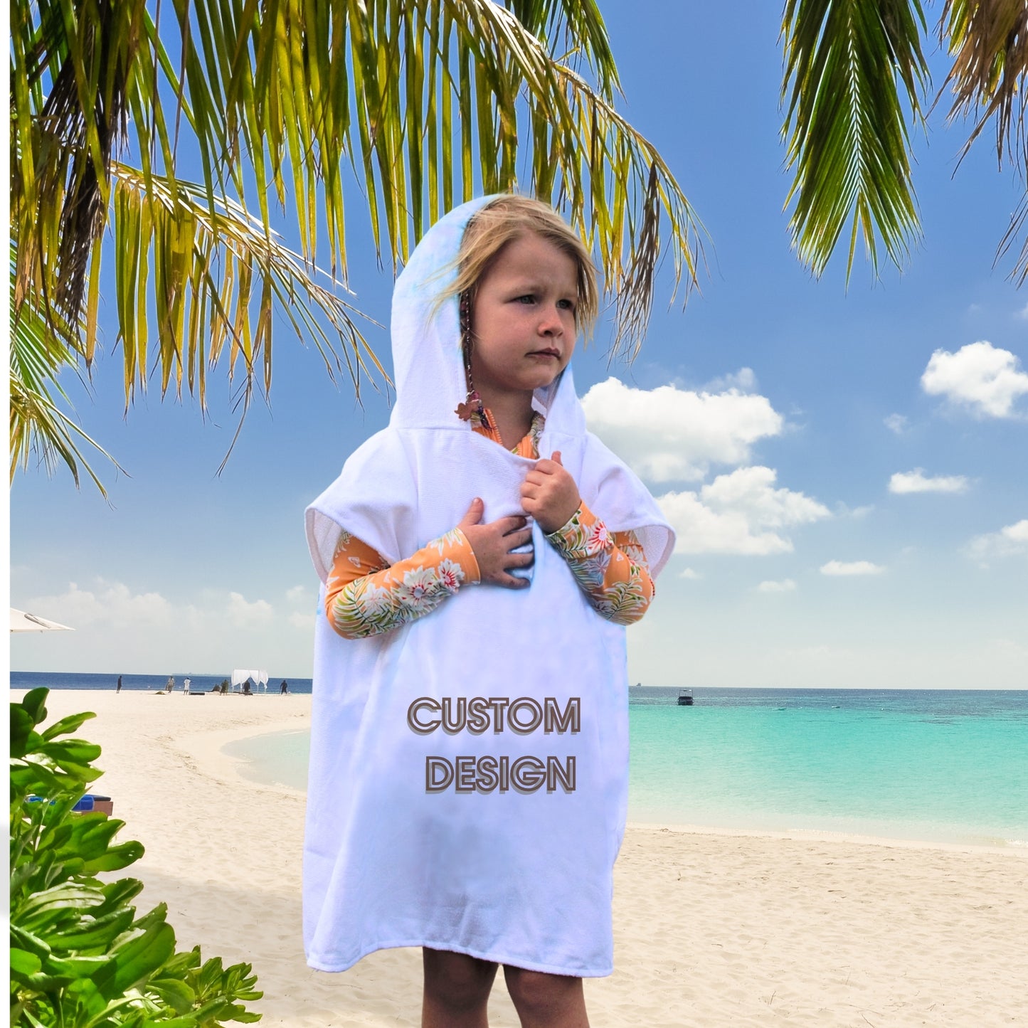 Kids Poncho Towel - Customised - Navy Blue