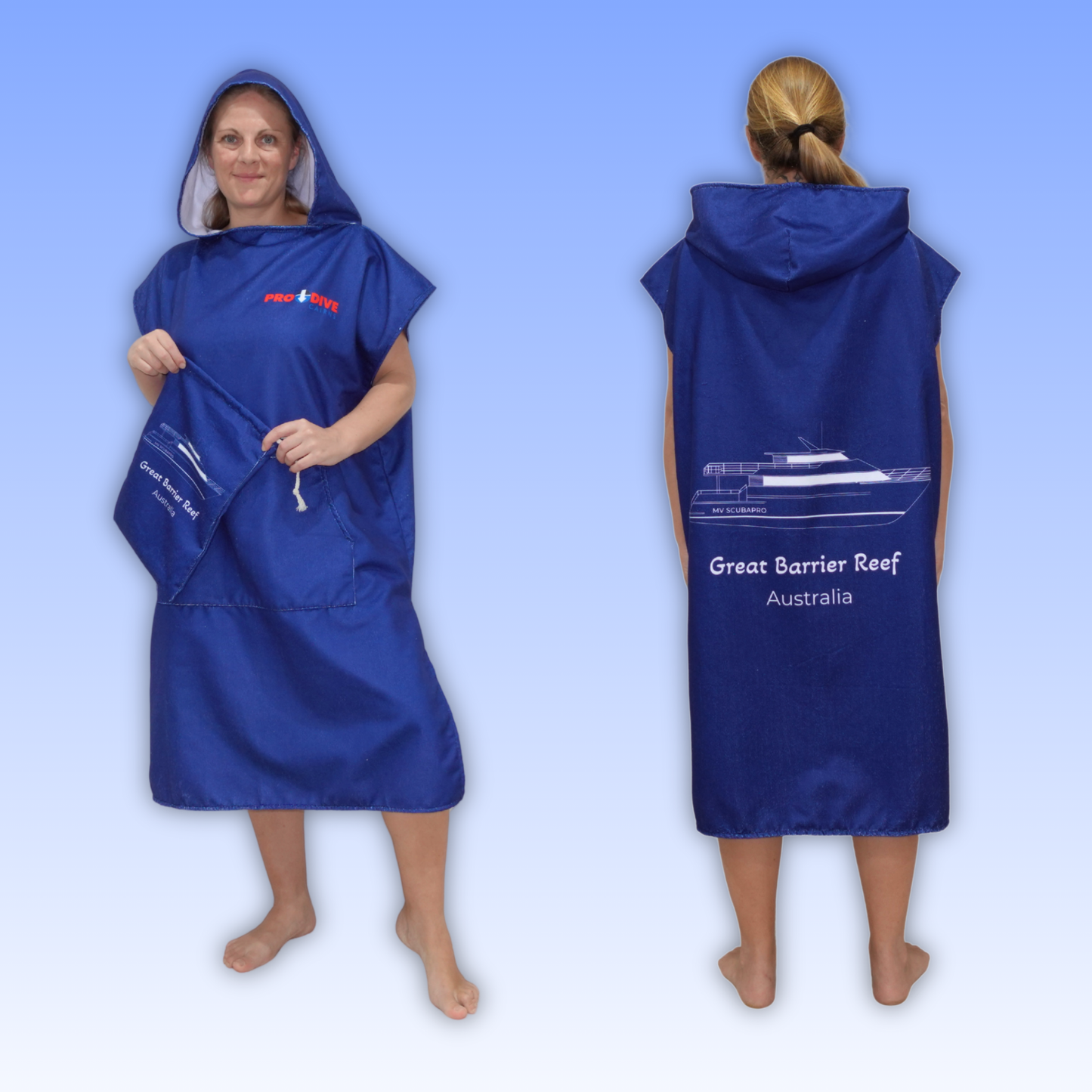Adult Poncho Towel - Customised - Navy Blue