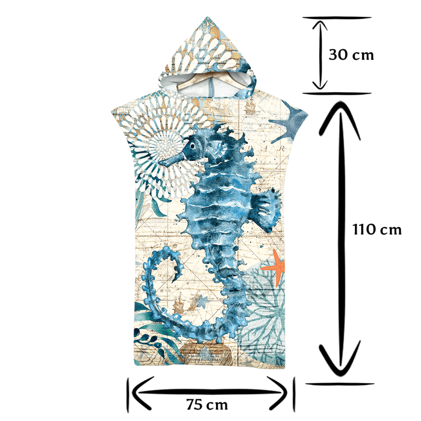 Adult Poncho Towel - Seahorse - Dropbear Outdoors