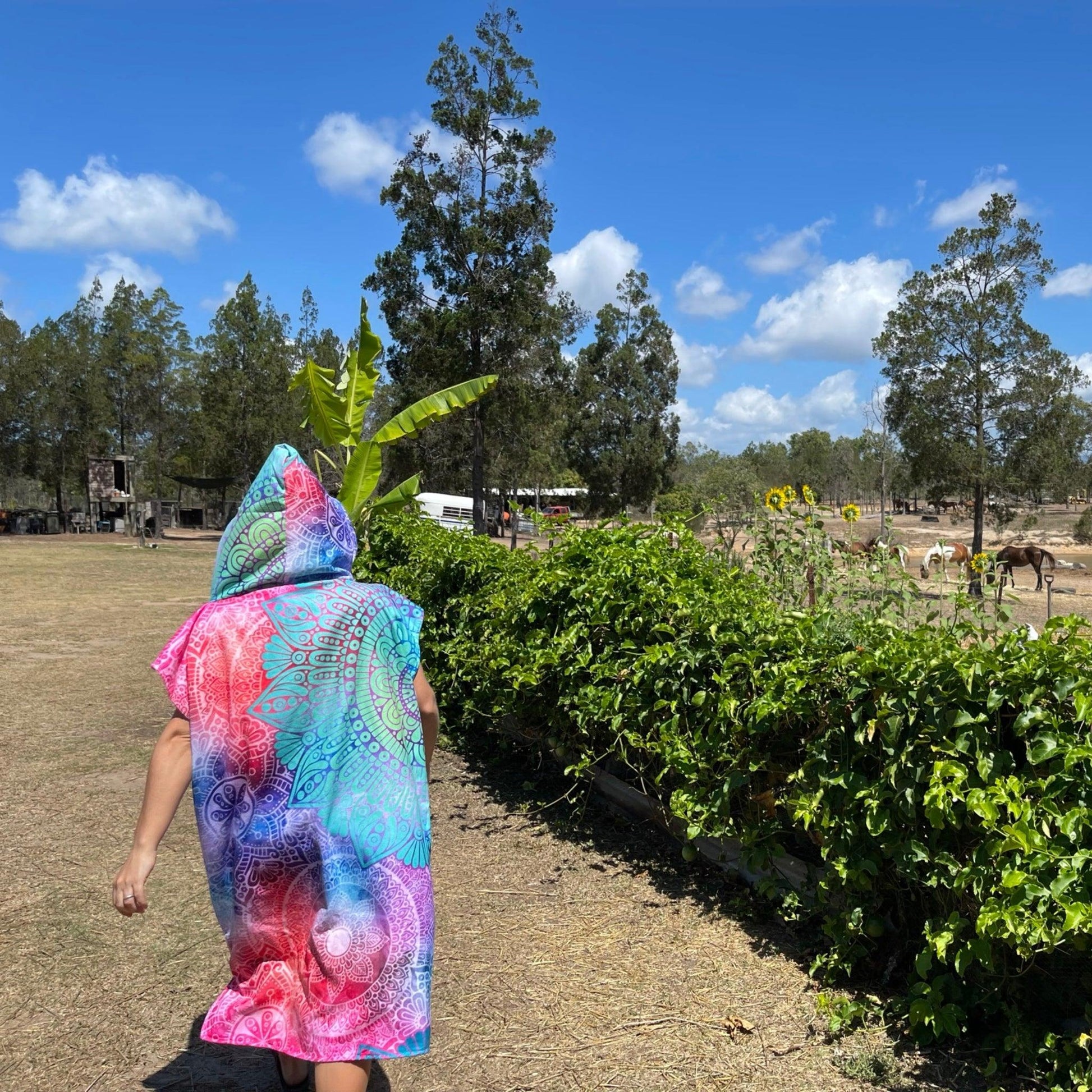 Adult Poncho Towel - Oriental Mandala - Dropbear Outdoors