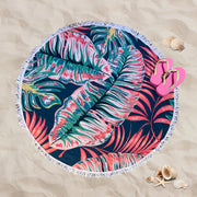 Round Beach Towel - Jungle of Leaves