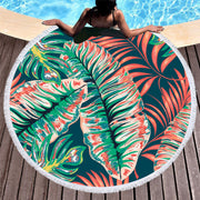 Round Beach Towel - Jungle of Leaves