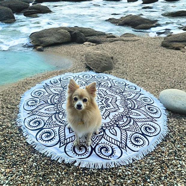 Round Beach Towel -  Monochrome Majesty