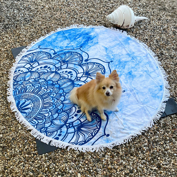 Round Beach Towel - Azure Elegance