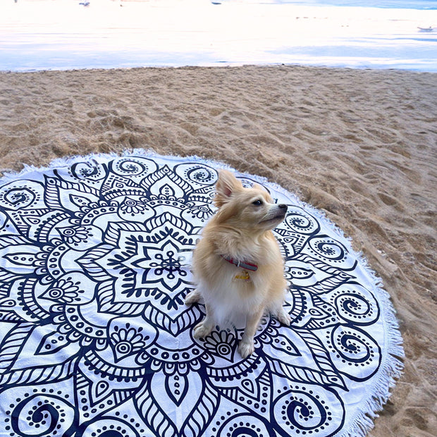 Round Beach Towel -  Monochrome Majesty