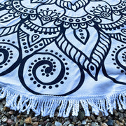 Round Beach Towel -  Monochrome Majesty