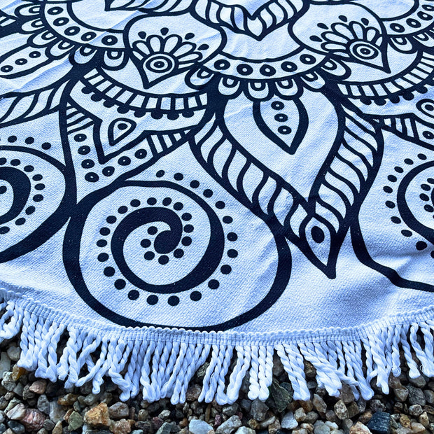 Round Beach Towel -  Monochrome Majesty