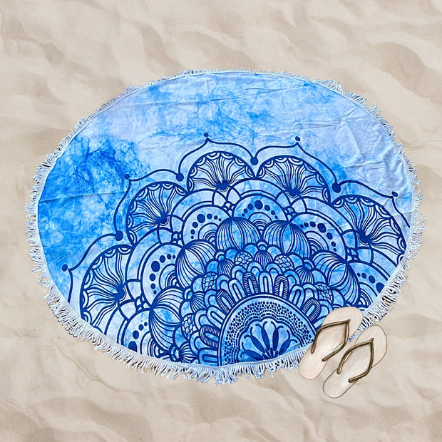 Round Beach Towel - Azure Elegance
