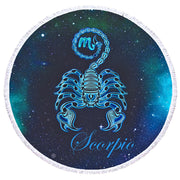 Beach Towel with star sign motive scorpio on a dark blue background with amazing stars