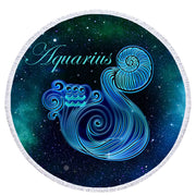 Round Beach Towel Aquarius - zodiac sign - star sign - present idea