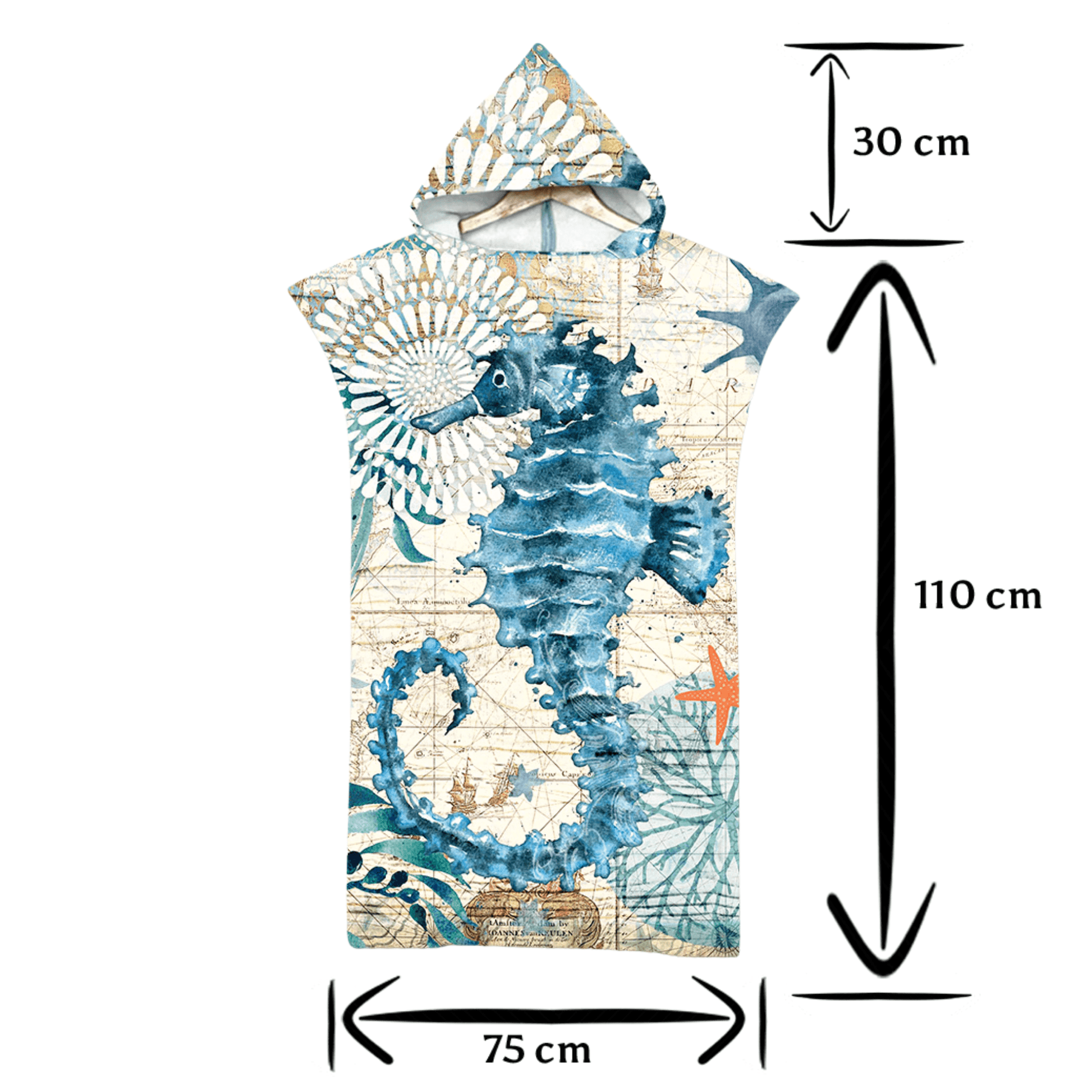 Adult Poncho Towel - Seahorse - Dropbear Outdoors