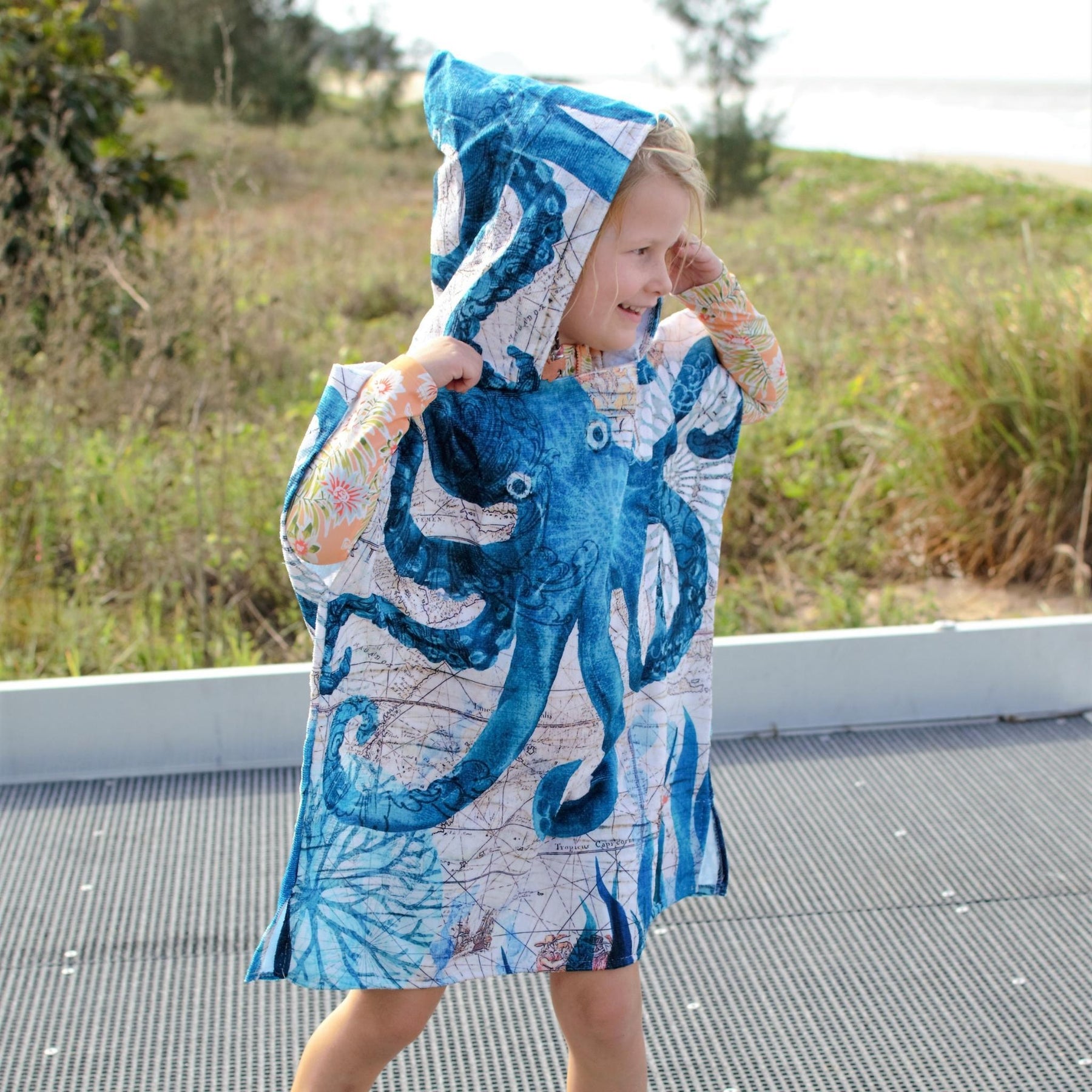 Kids Poncho Towel Octopus