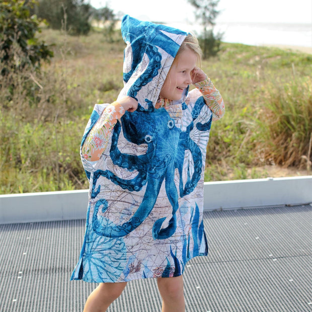 Kids Poncho Towel - Octopus - Dropbear Outdoors