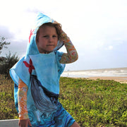 Kids Poncho Towel - Whale Aquarell - Dropbear Outdoors