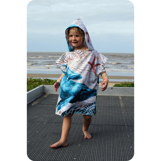 Kids Poncho Towel - Whale - Dropbear Outdoors