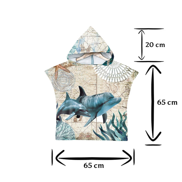 Kids Poncho Towel - Dolphin - Dropbear Outdoors