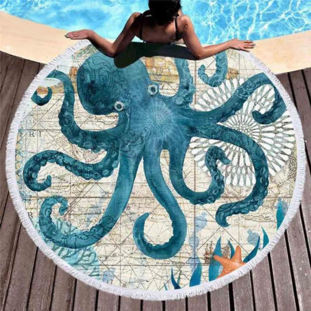 Round Beach Towel - Octopus - Dropbear Outdoors