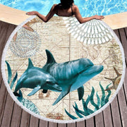 Round Beach Towel - Dolphin - Dropbear Outdoors