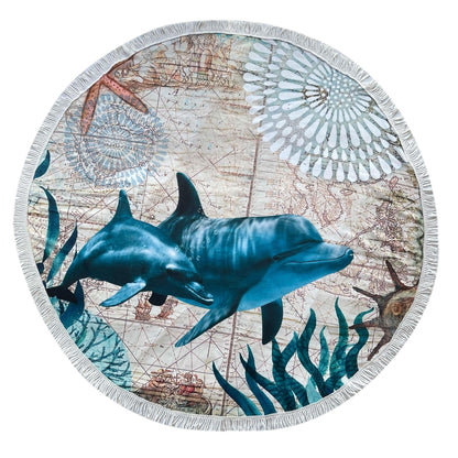 Round Beach Towel - Dolphin - Dropbear Outdoors