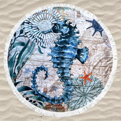Round Beach Towel - Seahorse - Dropbear Outdoors