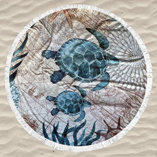 Round Beach Towel - Turtle - Dropbear Outdoors