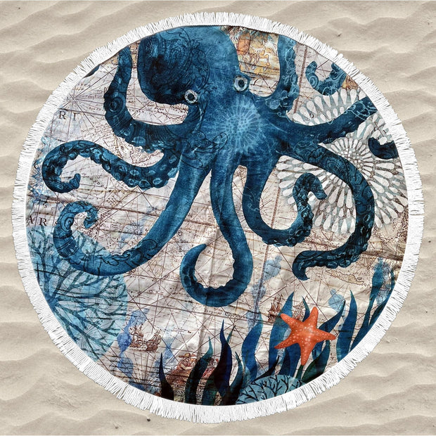 Round Beach Towel - Octopus - Dropbear Outdoors