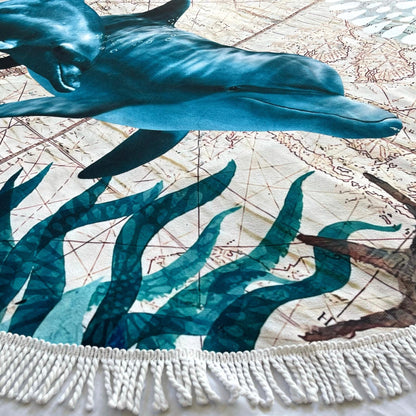 Round Beach Towel - Dolphin - Dropbear Outdoors