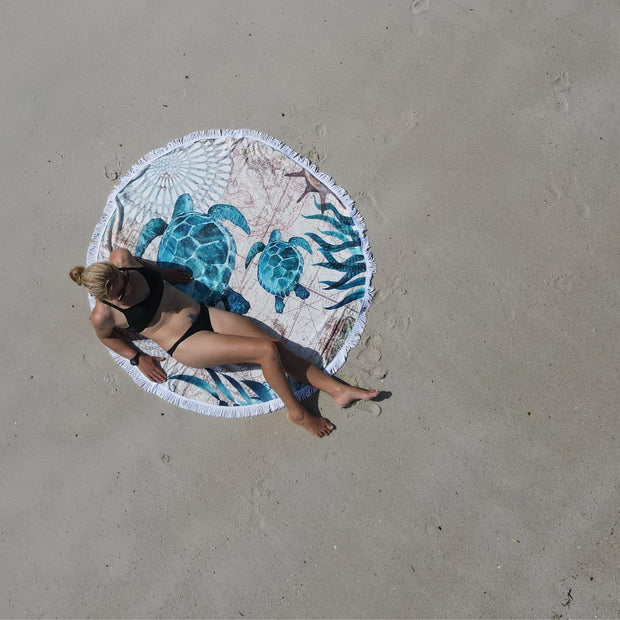 Round Beach Towel - Turtle - Dropbear Outdoors