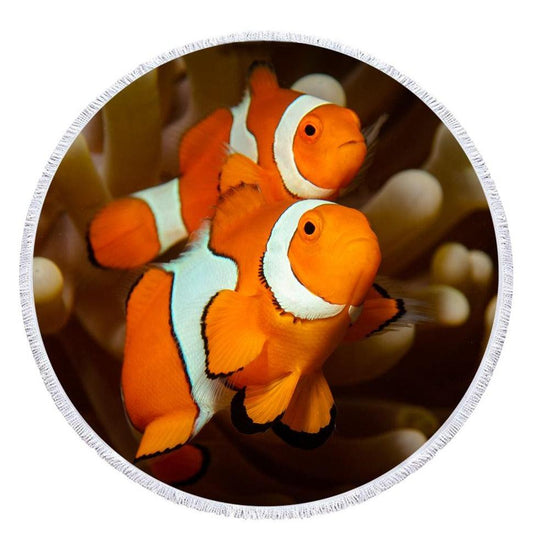 Round Beach Towel - Clownfish Customizable - Dropbear Outdoors